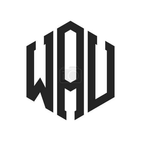 WAU Logo Design. Lettre initiale Logo Monogramme WAU en forme d'hexagone