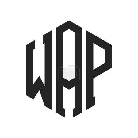 Illustration for WAP Logo Design. Initial Letter WAP Monogram Logo using Hexagon shape - Royalty Free Image