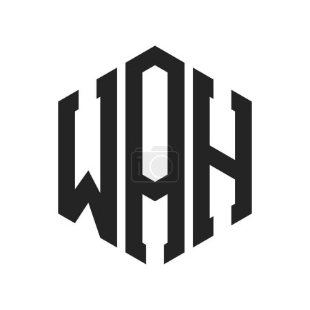 WAH Logo Design. Initial Letter WAH Monogram Logo using Hexagon shape