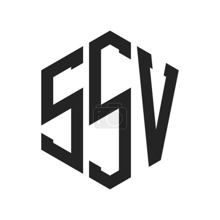 Diseño de Logo SSV. Logo inicial del monograma SSV de la letra usando la forma del hexágono