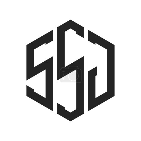 Téléchargez les illustrations : Conception de logo SSJ. Lettre initiale SSJ logo monogramme en utilisant la forme hexagonale - en licence libre de droit