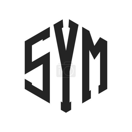 Ilustración de Diseño de Logo SYM. Logo inicial del monograma SYM de la letra usando la forma del hexágono - Imagen libre de derechos