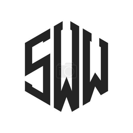 Illustration for SWW Logo Design. Initial Letter SWW Monogram Logo using Hexagon shape - Royalty Free Image