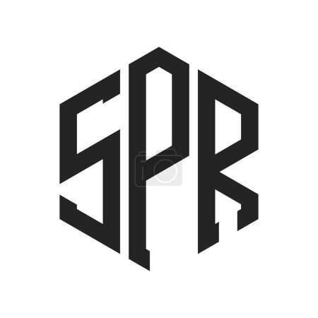 Diseño de Logo SPR. Logo inicial del monograma SPR de la letra usando la forma del hexágono