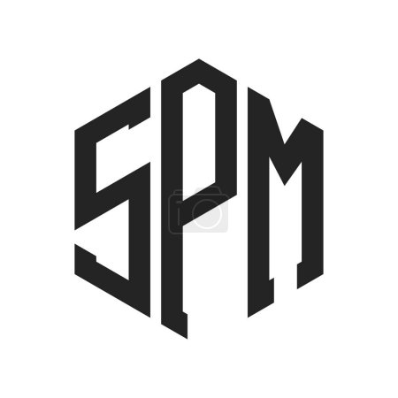 Ilustración de Diseño de Logo SPM. Logo inicial de SPM Monogram con forma de hexágono - Imagen libre de derechos