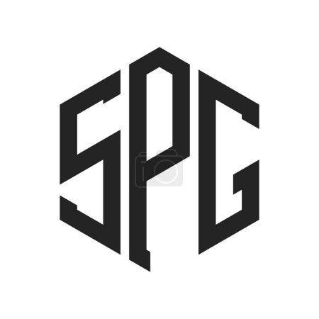 Téléchargez les illustrations : Conception de logo SPG. Lettre initiale logo monogramme SPG en utilisant la forme hexagonale - en licence libre de droit