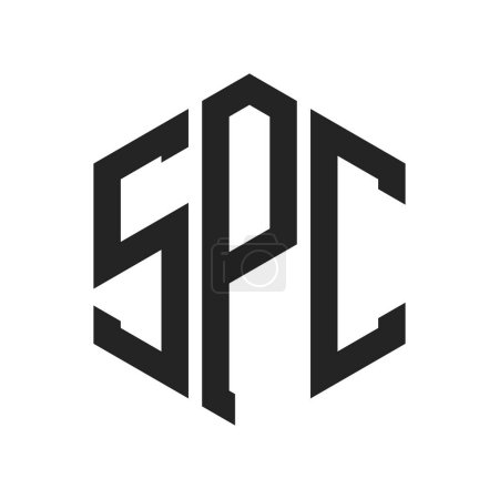 Diseño de Logo SPC. Logotipo inicial del monograma de la letra SPC usando la forma del hexágono