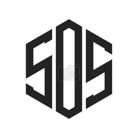 SOS Logo Design. Initial Letter SOS Monogram Logo mit Hexagon-Form