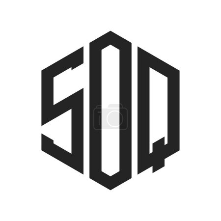 Ilustración de Diseño de Logo SOQ. Logo inicial del monograma SOQ de la letra usando la forma del hexágono - Imagen libre de derechos