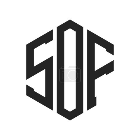 Diseño de Logo SOF. Logotipo inicial del monograma de la letra SOF usando la forma del hexágono