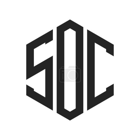 SOC Logo Design. Initial Letter SOC Monogram Logo mit Hexagon-Form