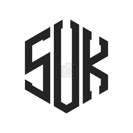 SUK Logo Design. Anfangsbuchstabe SUK Monogramm Logo mit Sechseck-Form
