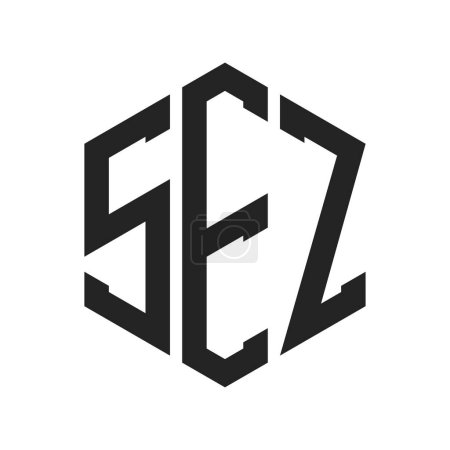Diseño de Logo SEZ. Letra inicial SEZ Monogram Logo usando la forma del hexágono