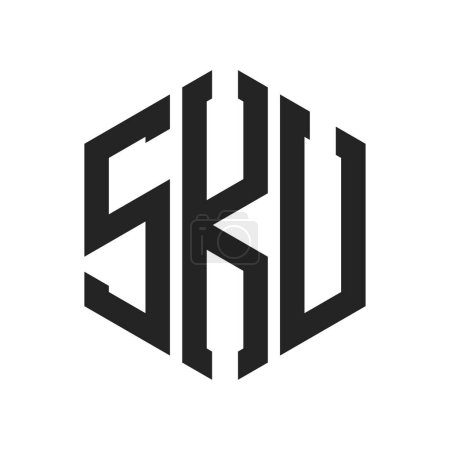 SKU Logo Design. Anfangsbuchstabe SKU Monogramm Logo mit Hexagon-Form