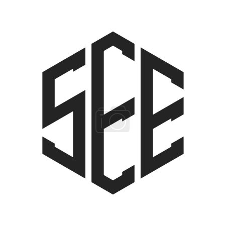 Siehe Logo Design. Anfangsbuchstabe SEE Monogramm Logo mit Sechseck-Form