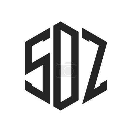 Illustration for SDZ Logo Design. Initial Letter SDZ Monogram Logo using Hexagon shape - Royalty Free Image