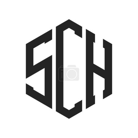 Diseño de Logo SCH. Logotipo inicial del monograma de la letra SCH usando la forma del hexágono