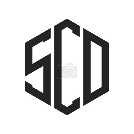 Diseño de Logo SCD. Logo inicial del monograma de la SCD de la letra usando la forma del hexágono