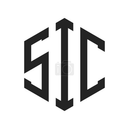 Conception de logo SIC. Lettre initiale SIC Monogram Logo utilisant la forme hexagonale