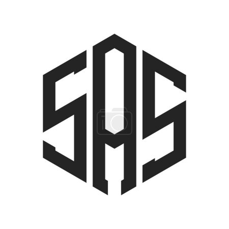 Illustration for SAS Logo Design. Initial Letter SAS Monogram Logo using Hexagon shape - Royalty Free Image