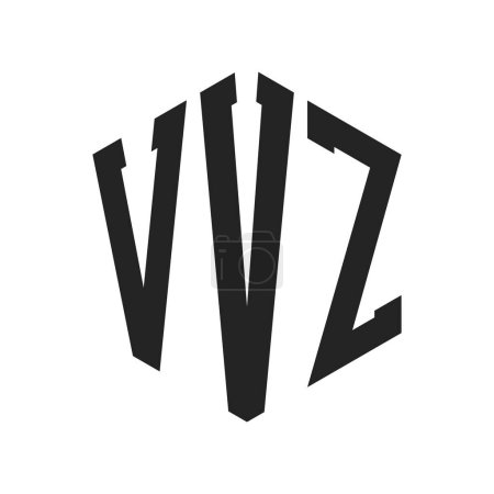 Téléchargez les illustrations : Logo VVZ Design. Logo de monogramme de la lettre initiale VVZ utilisant la forme hexagonale - en licence libre de droit