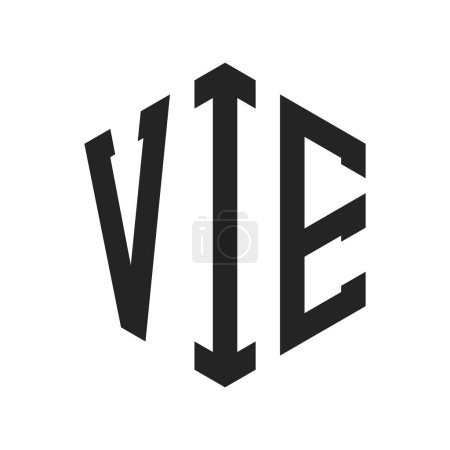 Illustration for VIE Logo Design. Initial Letter VIE Monogram Logo using Hexagon shape - Royalty Free Image