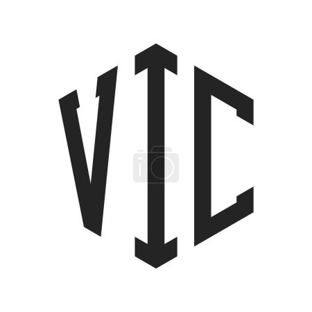 Conception de logo VIC. Logo de monogramme VIC de lettre initiale utilisant la forme hexagonale