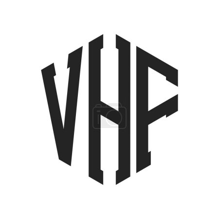 VHF Logo Design. Initial Letter VHF Monogram Logo mit Hexagon-Form