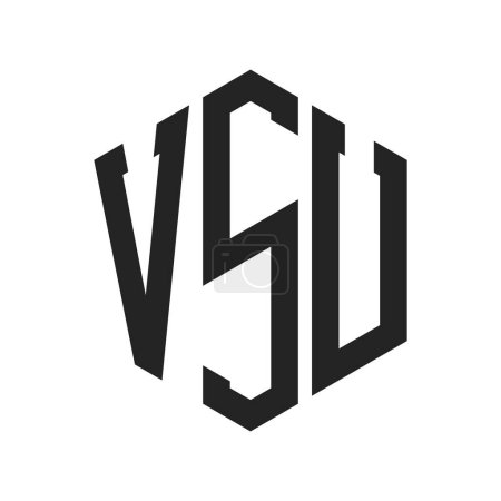 Illustration for VSU Logo Design. Initial Letter VSU Monogram Logo using Hexagon shape - Royalty Free Image