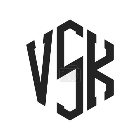 Téléchargez les illustrations : Logo VSK Design. Lettre initiale Logo VSK Monogram en forme d'hexagone - en licence libre de droit