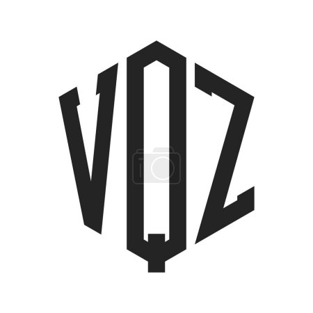 Illustration for VQZ Logo Design. Initial Letter VQZ Monogram Logo using Hexagon shape - Royalty Free Image