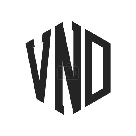 VND Logo Design. Anfangsbuchstabe VND Monogramm Logo mit Hexagon-Form