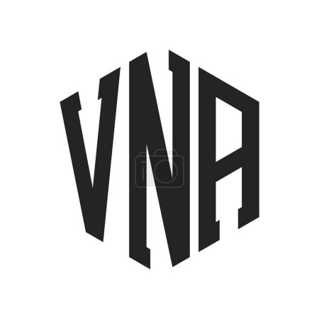 Illustration for VNA Logo Design. Initial Letter VNA Monogram Logo using Hexagon shape - Royalty Free Image