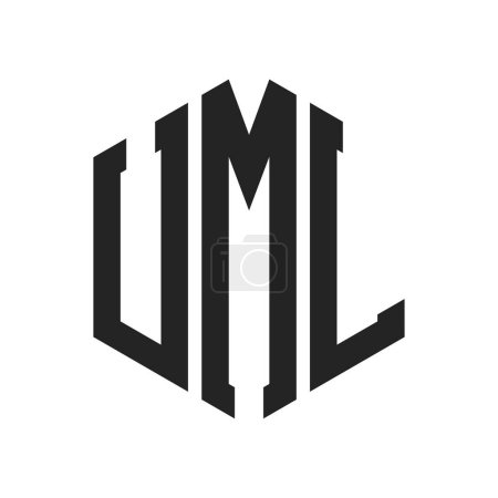 Conception de logo UML. Lettre initiale UML Monogram Logo en utilisant la forme hexagonale