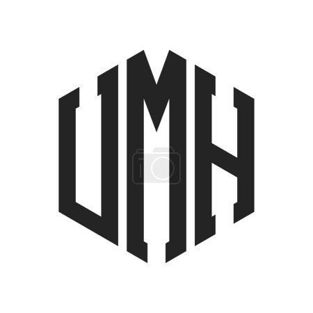 UMH Logo Design. Letra Inicial UMH Monograma Logo con forma de hexágono