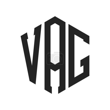 Diseño de Logo VAG. Logo inicial de VAG Monogram con forma de hexágono