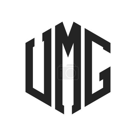 Ilustración de UMG Logo Design. Letra inicial UMG Monogram Logo usando la forma del hexágono - Imagen libre de derechos