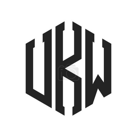 Ilustración de Diseño del logotipo del Reino Unido. Letra inicial Logotipo del monograma UKW usando la forma del hexágono - Imagen libre de derechos