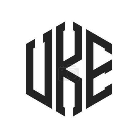 Illustration for UKE Logo Design. Initial Letter UKE Monogram Logo using Hexagon shape - Royalty Free Image
