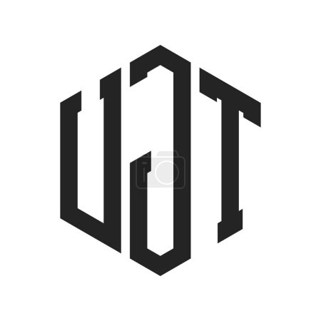UJT Logo Design. Initial Letter UJT Monogram Logo using Hexagon shape