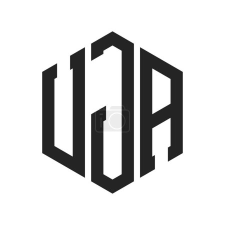 Ilustración de Diseño de Logo UJA. Letra Inicial UJA Monogram Logo usando la forma del hexágono - Imagen libre de derechos