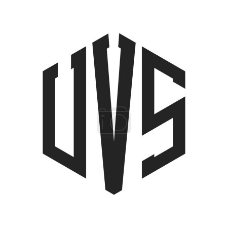 Téléchargez les illustrations : Conception de logo UVS. Logo de monogramme de la lettre initiale UVS utilisant la forme hexagonale - en licence libre de droit