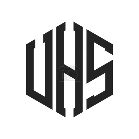 UHS Logo Design. Initial Letter UHS Monogram Logo using Hexagon shape