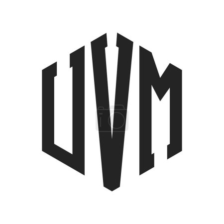 Illustration for UVM Logo Design. Initial Letter UVM Monogram Logo using Hexagon shape - Royalty Free Image