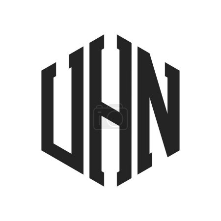 Téléchargez les illustrations : Conception de logo UHN. Lettre initiale UHN Monogram Logo en utilisant la forme hexagonale - en licence libre de droit