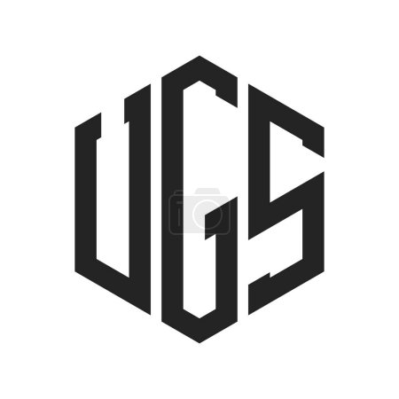 Diseño de Logo UGS. Logo inicial de la carta UGS Monogram usando la forma del hexágono