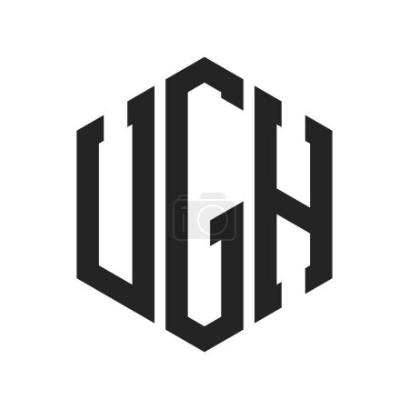 Illustration for UGH Logo Design. Initial Letter UGH Monogram Logo using Hexagon shape - Royalty Free Image