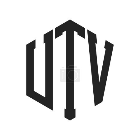 Illustration for UTV Logo Design. Initial Letter UTV Monogram Logo using Hexagon shape - Royalty Free Image