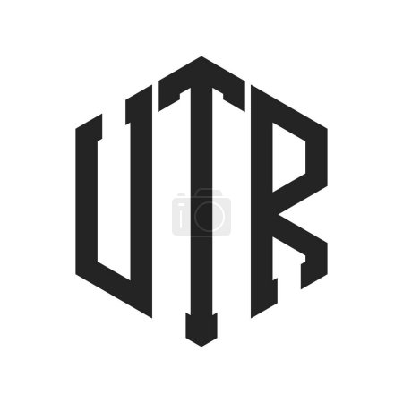 Diseño de Logo UTR. Logo inicial del monograma de la letra UTR usando la forma del hexágono