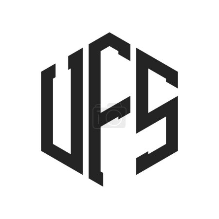 Diseño de Logo UFS. Logo inicial del monograma de la letra UFS usando la forma del hexágono